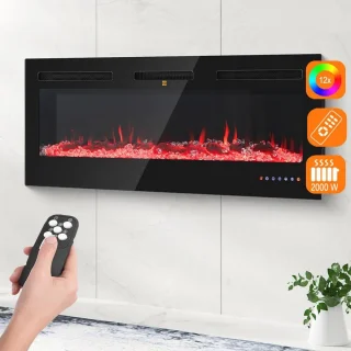 Elektrische Wandhaard met Realistisch Vuureffect en Digitale Thermostaat - 2000W