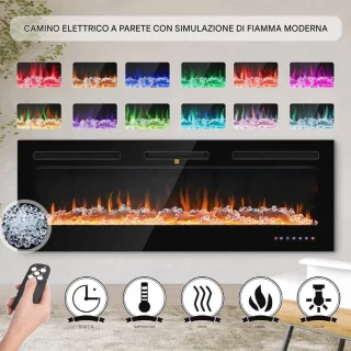 Elektrische Wandhaard met Realistisch Vuureffect en Digitale Thermostaat - 2000W