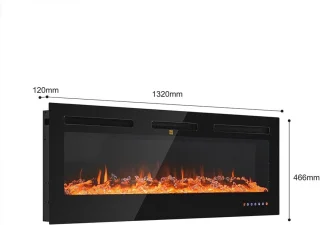 Elektrische Wandhaard met Realistisch Vuureffect en Digitale Thermostaat - 2000W
