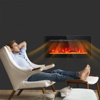 Elektrische Wandhaard met Realistisch Vuureffect en Digitale Thermostaat - 2000W