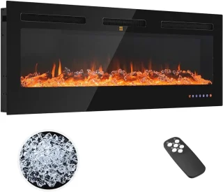Elektrische Wandhaard met Realistisch Vuureffect en Digitale Thermostaat - 2000W