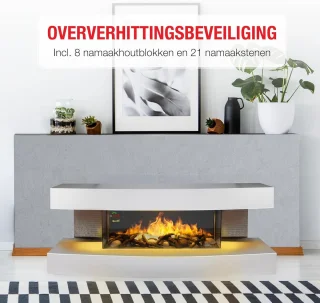 Elektrische Sfeerhaard met Schouw 2000W - Vrijstaande Kachel met Afstandsbediening en LED Vlammen