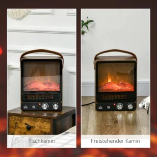 Sfeerhaard Elektrisch - Haard met Verwarming - Realistisch Vuur - Drie Verwarmingsstanden: Ventilator, 750 W en 1500 W - Openhaard - Oververhittingsbeveiliging - Kachel Vrijstaand - Walnootkleurige Afwerking