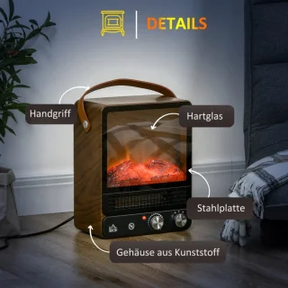 Sfeerhaard Elektrisch - Haard met Verwarming - Realistisch Vuur - Drie Verwarmingsstanden: Ventilator, 750 W en 1500 W - Openhaard - Oververhittingsbeveiliging - Kachel Vrijstaand - Walnootkleurige Afwerking