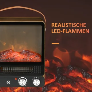 Sfeerhaard Elektrisch - Haard met Verwarming - Realistisch Vuur - Drie Verwarmingsstanden: Ventilator, 750 W en 1500 W - Openhaard - Oververhittingsbeveiliging - Kachel Vrijstaand - Walnootkleurige Afwerking
