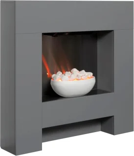 Elektrische Sfeerhaard – HomeByNicole CubistLuxe™ Grijs – Moderne Wandhaard 91 cm met LED Vlam Effect, Kiezelsteendecor, Verwarming 1–2 kW, Volledig Gemonteerd, Wandmontage