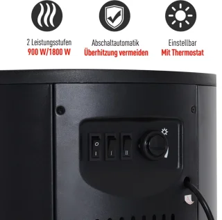 Sfeerhaard Elektrisch - Haard met Verwarming - LED-vlameffect - 900/2000W - Openhaard - Decoratieve Haardkachel - Kachel Vrijstaand - Zwart - 41x41x64,5 cm