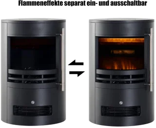 Sfeerhaard Elektrisch - Haard met Verwarming - LED-vlameffect - 900/2000W - Openhaard - Decoratieve Haardkachel - Kachel Vrijstaand - Zwart - 41x41x64,5 cm