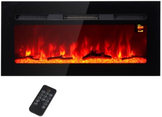 De Sfeerhaard Elektrisch met Wandmontage - Haard met Verwarming - Wandhaard met LED-vlameffect - 1800 W - met Afstandsbediening en Timer - Decoratieve Haardkachel - Kachel - Zwart in één oogopslag