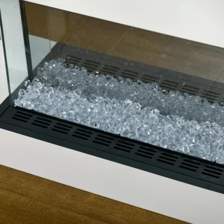 Sfeerhaard Elektrisch - Wandhaard - Haard met Verwarming - Realistisch LED-vlameffect - 2000 W - Kristallen - 11 Kleuren en 3 Helderheidsniveaus - Openhaard - Kachel Wandmontage - Wit