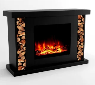 Elektrische Sfeerhaard met Verwarming – TasalFurniture TARVOS Luxe Vrijstaande Haard 1500W – LED Vuur in 3 Kleuren, Realistisch 3D Vuurbeeld, Houtdecoratie, Timer, Afstandsbediening, Knisperend Geluid, Oververhittingsbeveiliging – Modern Zwart Design