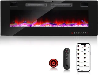 Elektrische Open Haard 750W/1500W met LED Vlam, Inbouwhaard met Afstandsbediening en Instelbare Thermostaat