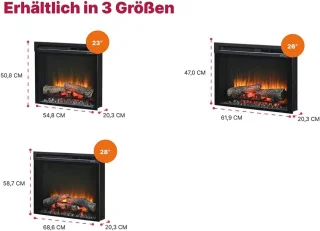 Elektrische Inbouwhaard met Optiflame Vlameffect en Afstandsbediening – 1400W Verwarming
