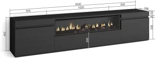 Moderne TV-meubel met Elektrische Open Haard voor TV's tot 80 inch - 200 x 45 x 35 cm