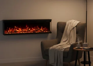 Elektrische open haard Ganeey FlameLux 3D Insert 127 cm – Realistisch LED-vuureffect met knettersound, app- en afstandsbediening, timer & thermostaat, 1800W verwarming, 10 vlamkleuren, modern zwart design – Inbouw wandhaard met 3D-vlammen, binnengebr