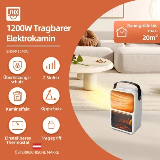 Elektrische open haard met ventilatorkachel en led-vlam voor sfeervolle verwarming