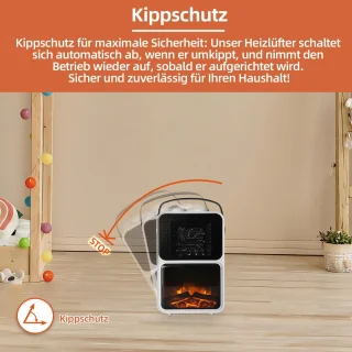Elektrische open haard met ventilatorkachel en led-vlam voor sfeervolle verwarming