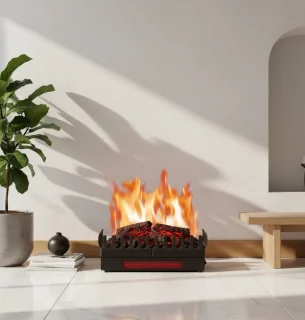 HomeByNicole® Luxe Elektrische Sfeerhaard 2000W – Vrijstaand met LED Vlameffect & Houtblokken – Elektrische Haard met Verwarming & Decoratief Vuur – Stil, Energiezuinig & Realistisch Vlamspel – Zwart – Moderne Inbouw & Vrijstaand Open Haard Kachel