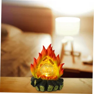 Zonne-energie Faux Open Haard Houtblokken - Realistisch Vlameffect voor Feestdagen en Decoratie