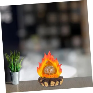 Zonne-energie Faux Open Haard Houtblokken - Realistisch Vlameffect voor Feestdagen en Decoratie