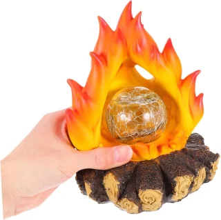 Zonne-energie Faux Open Haard Houtblokken - Realistisch Vlameffect voor Feestdagen en Decoratie
