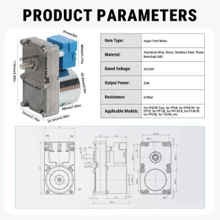 Auger Feeder Motor - 20W Sterke Geleiding Pelletkachel Auger Motor - Elektrische Haard Oven - Drankenkast AC220V - Pure Messing Spoel (2r/min)