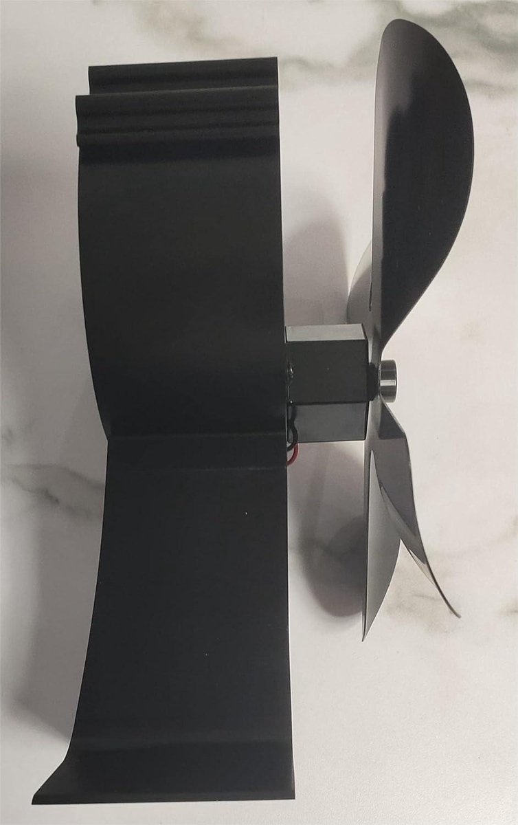 4-bladige kachelventilator met thermometer voor houtkachels en open haarden