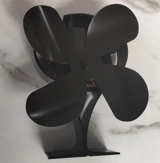 4-bladige kachelventilator met thermometer voor houtkachels en open haarden