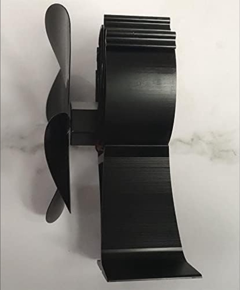 4-bladige kachelventilator met thermometer voor houtkachels en open haarden