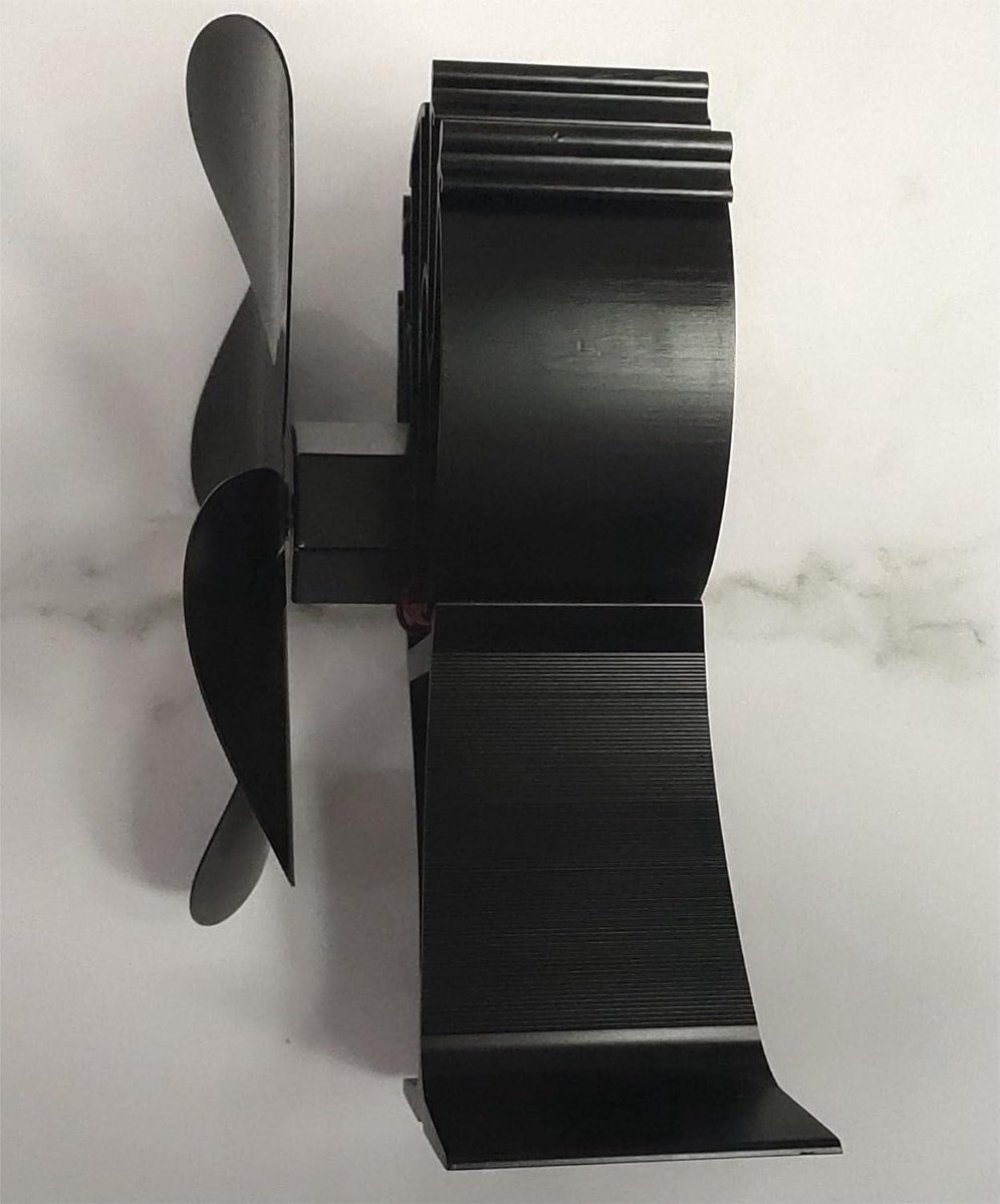 4-bladige kachelventilator met thermometer voor houtkachels en open haarden