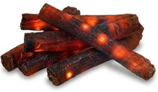 6 stuks led vlamloze houtblokken