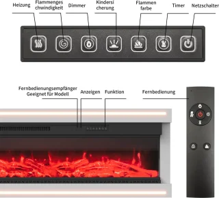 60-inch Elektrische Wandhaard (Wit)