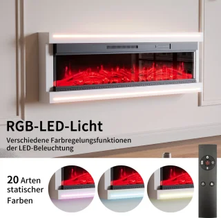 60-inch Elektrische Wandhaard (Wit)