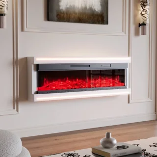 60-inch Elektrische Wandhaard (Wit)