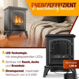 Abtkantoor Classic HeatFire Sfeerhaard vrijstaande elektrische kachel zwart