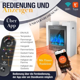 ABTkantoor Elektrische LED-sfeerhaard vrijstaand wit