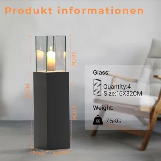 abtkantoor Staande vuurzuil 89 cm - Tafelhaard zwart