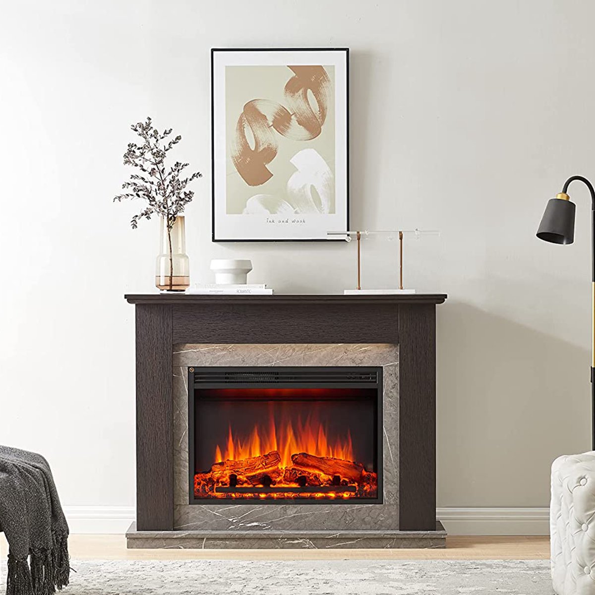 Ajax Elektrische Sfeerhaard Donkerbruin 25x112x88,3 cm