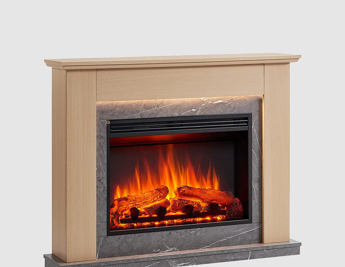 Ajax Elektrische Sfeerhaard Lichtbruin 25x112x88.3 cm