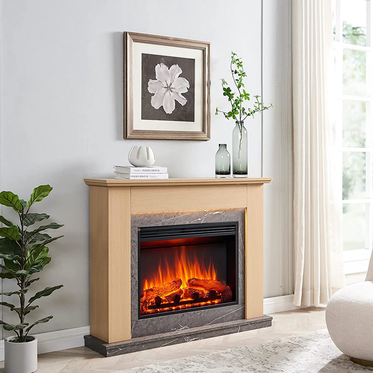 Ajax Elektrische Sfeerhaard Lichtbruin 25x112x88.3 cm