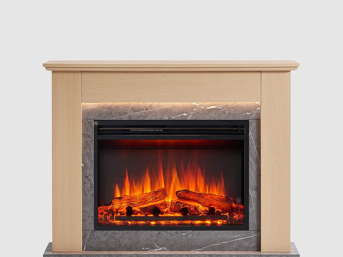 Ajax Elektrische Sfeerhaard Lichtbruin 25x112x88.3 cm