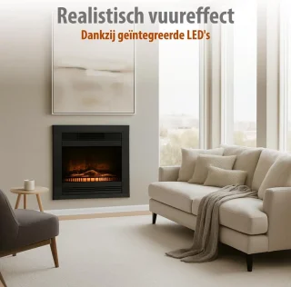 Altameubel Chicago Luxe Elektrische Inbouwhaard 67x23x62 cm - Zwart