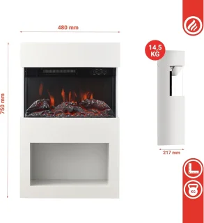 Altameubel HENRI Deluxe Elektrische Haardkachel Wit