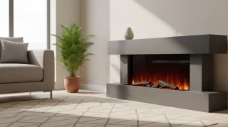 Altameubel Studio Flame Elektrische Wandhaard 134x21x58 cm Zwart