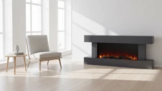 Altameubel Studio Flame Elektrische Wandhaard 134x21x58 cm Zwart