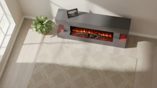 Altameubel Studio Flame Elektrische Wandhaard 134x21x58 cm Zwart