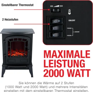 Altameubel Vancouver Elektrische Wandhaard 105,5 x 48 x 12 cm Zwart