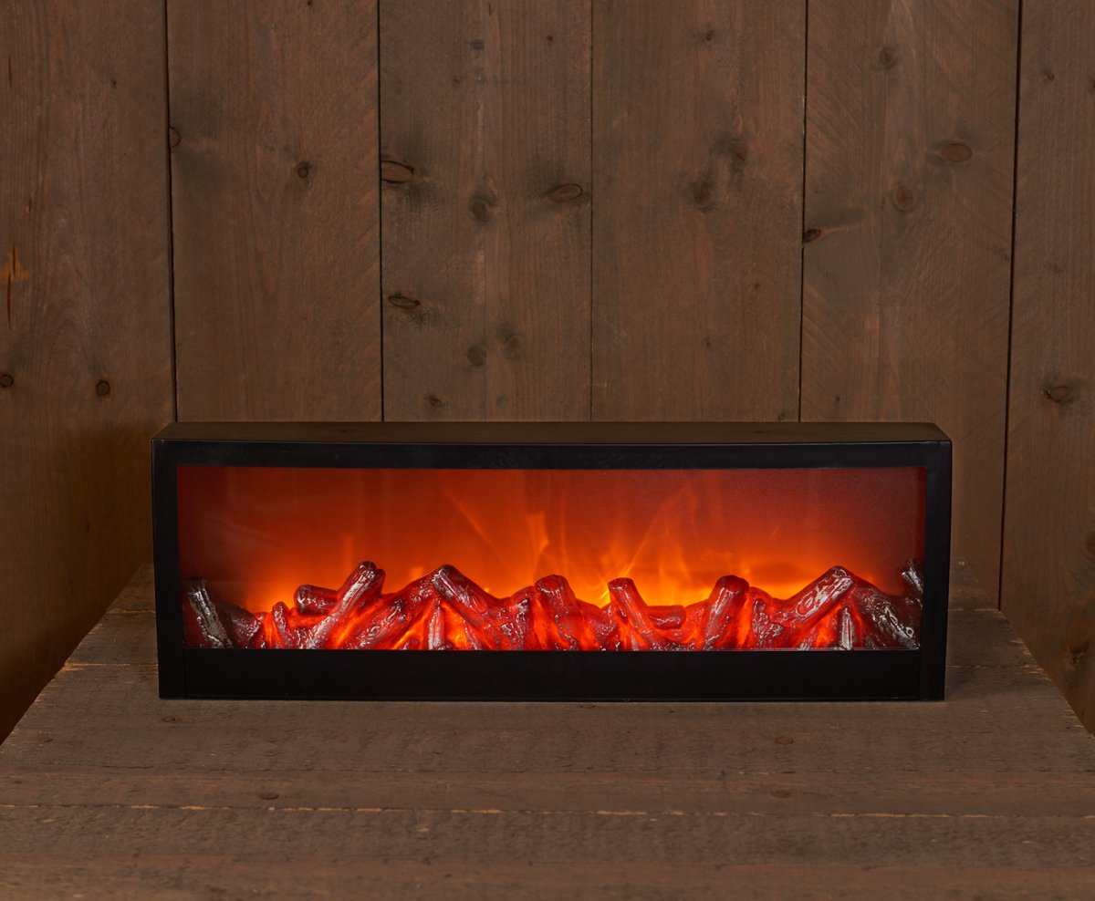 Anna's Collection LED Sfeerhaard Lantaarn Zwart L60xB10xH20 cm