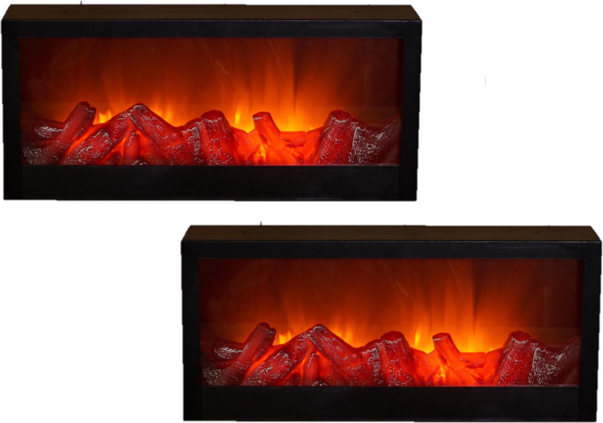 Anna's Collection LED Sfeerhaard Zwart L45xB10xH20 cm