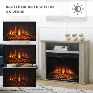 ApexArte Sfeefhaard Elektrisch Grijs Eik